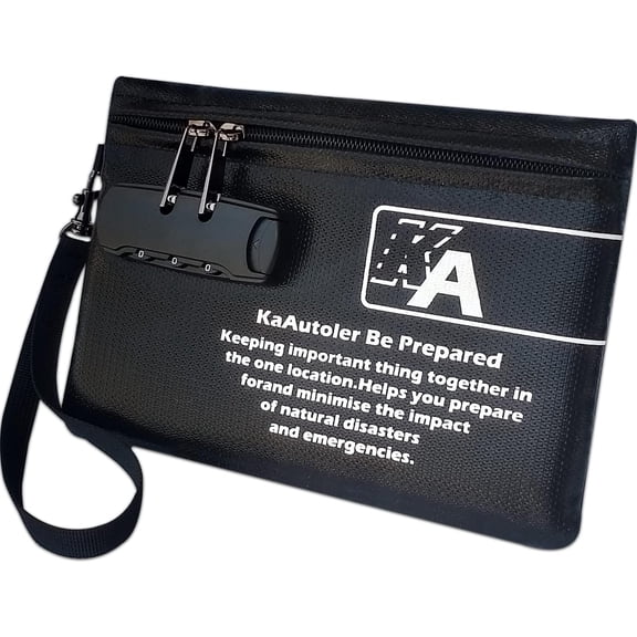 Small Fireproof Bag with Lock, Waterproof Money Bag with Zipper Pouch Envelope Container for Cash, Keys, Jewelry and Other Valuables