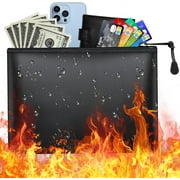 Small Fireproof Document Bag, Waterproof Fire Proof File Bag, Important Documents Organizer Safe Fire for Cash with Zipper, Bank Fireproof Money Bag for Valuables Legal Documents Safe