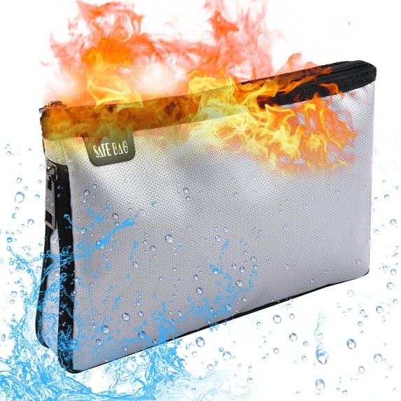 Small Fireproof Money Bag Fire and Water Resistant Expandable Document Bag Safe Storage Pouch Envelope with Zipper for A5 File Document Cash Jewelry Passport