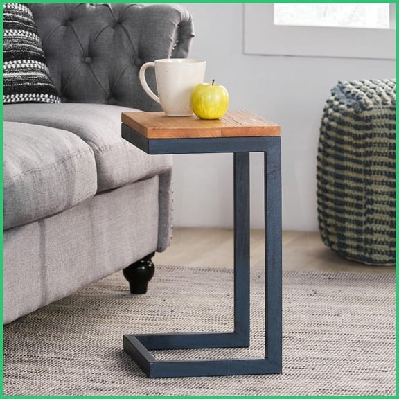 Small Firwood Coffee Table with Iron Base - Space-Saving Nestable for Living Room, Stylish & Stable