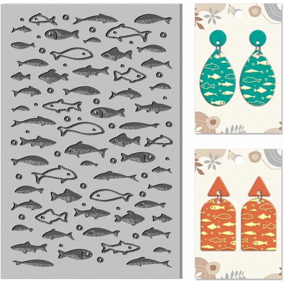 Small Fish Animal Clay Texture Mat Ocean Polymer Clay Texture Sheets DIY Tools for Clay Pottery Earring Jewelry Making Stamp Engraving Machines Fish 3.9x2.6x0.1inch DIY