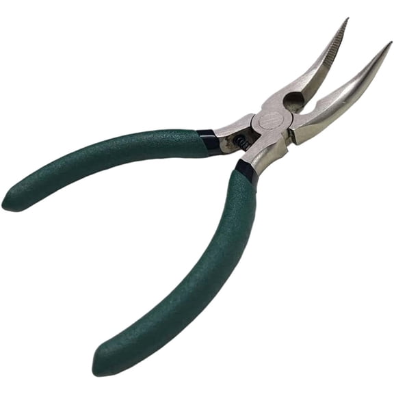 Small Fish Bone Pliers/Tweezers 5 Inches Bent Needlepoint Nickel Iron Salmon Pin Bone Pliers Tweezers for Salmonbone Removing, Plucking and Pulling Pin (Green)