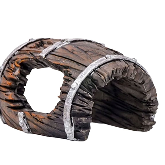 Small Fishes Tanks Accessory Realistic Aged Barrels Decoration With Moss Texture Suitable for Pet and Reptiles