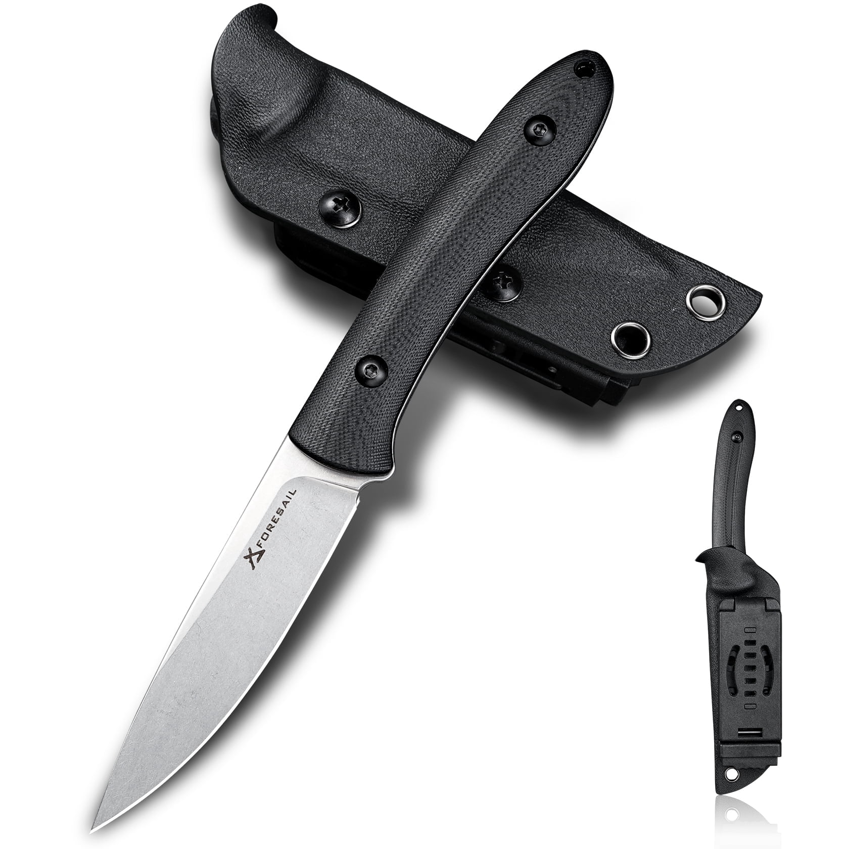Small Fixed Blade Knife,3.27in DC53 Steel Blade and G10 Handle,with Kydex Sheath,Fixed EDC Tactical Knife for Men Women,Outdoor Hiking Camping Knives