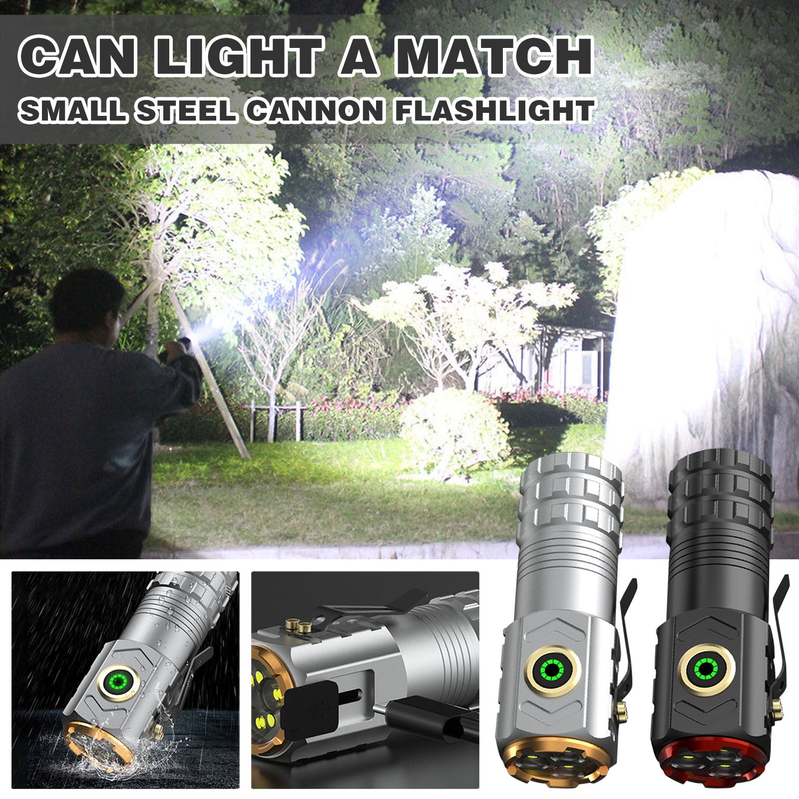Small Flashlight, Rechargeable LED Flashlight, 18500 Battery, High ...