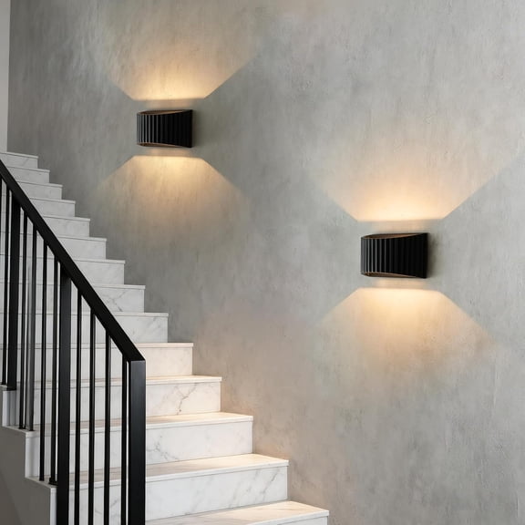 Small Flat Indoor Hardwired Up Down Modern Black Plaster LED Wall Sconce
