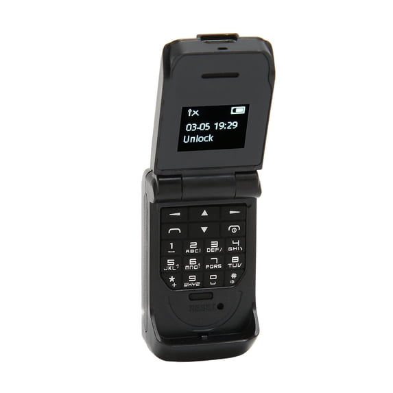 Small Flip Phone 0.66 Inch OLED Screen Unlocked Mini Mobile Cell Phone for Seniors 300mAh Battery Black