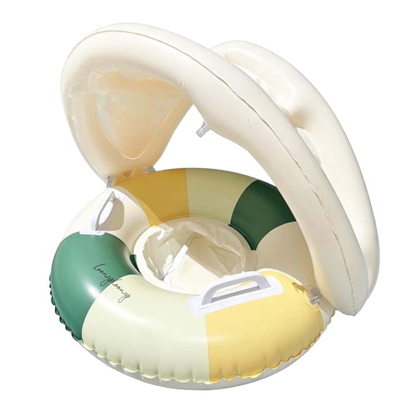 Small Floating Ring with Sunshade, Protective Soft Fabric, Detachable Floating Bed, Suitable for Outdoor Pools