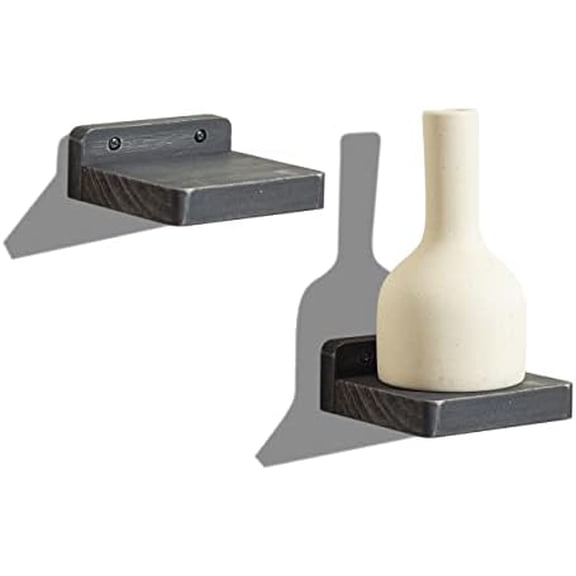 Small Floating Shelf for Wall Set of 2 Natural Wood 4Inch Mini Wall Shelves Decor Plant Display Collectibles Mounted Kitchen Bathroom Bedroom Corner Decorative Storage Tiny Stand Black
