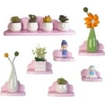 thumbnail image 1 of Small Floating Shelves Mini Cloud Shelves Hanging Display 6 Inch Wall Shelf for Bathroom Livingroom Bedroom,3 Pack,with 2 Types of Installation, Pink, 6"D x 3"W x 3.5"H, 1 of 7