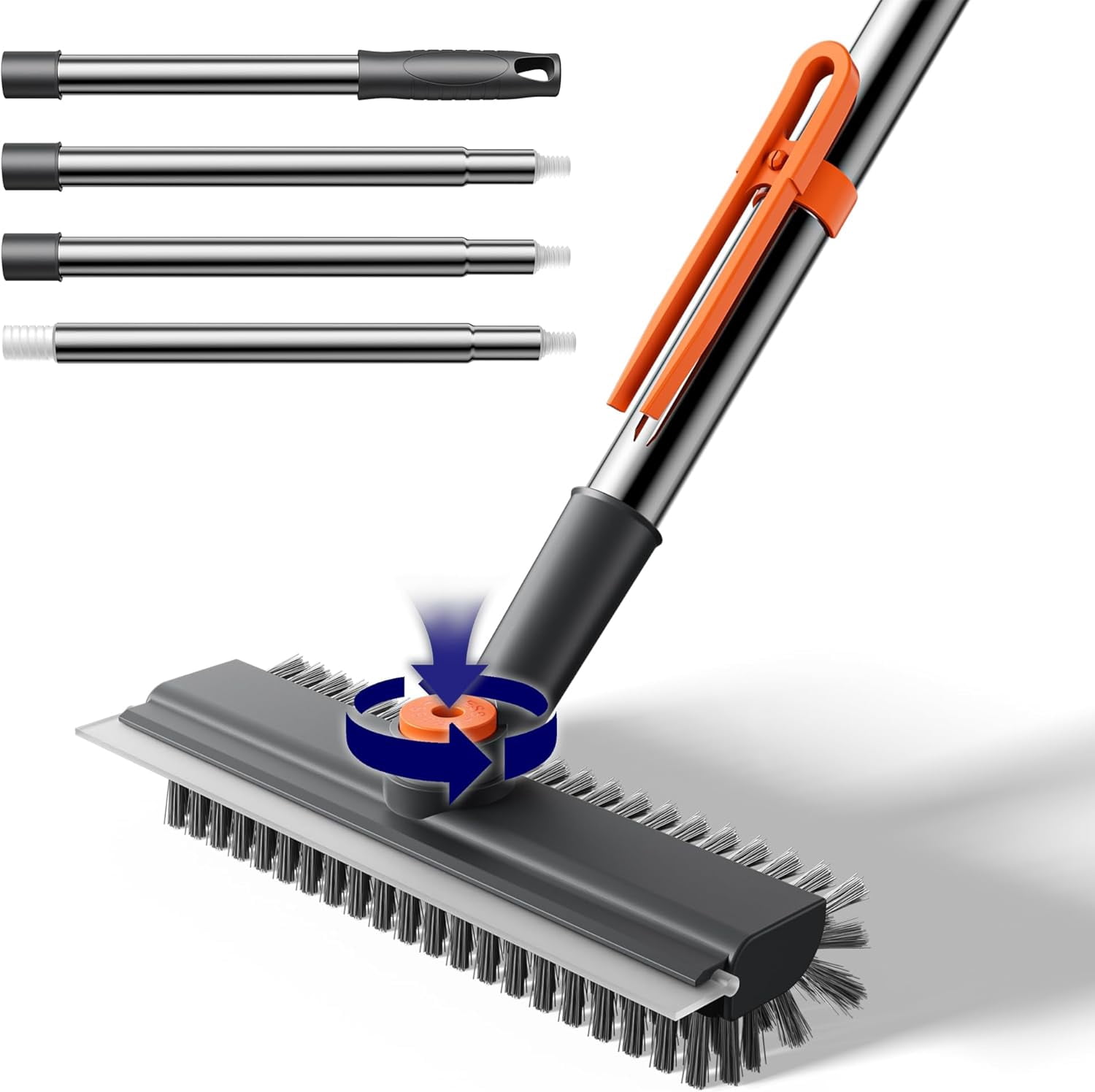 Small Floor Scrub Brush with Length Adjustable Long Handle, 3 in 1 ...