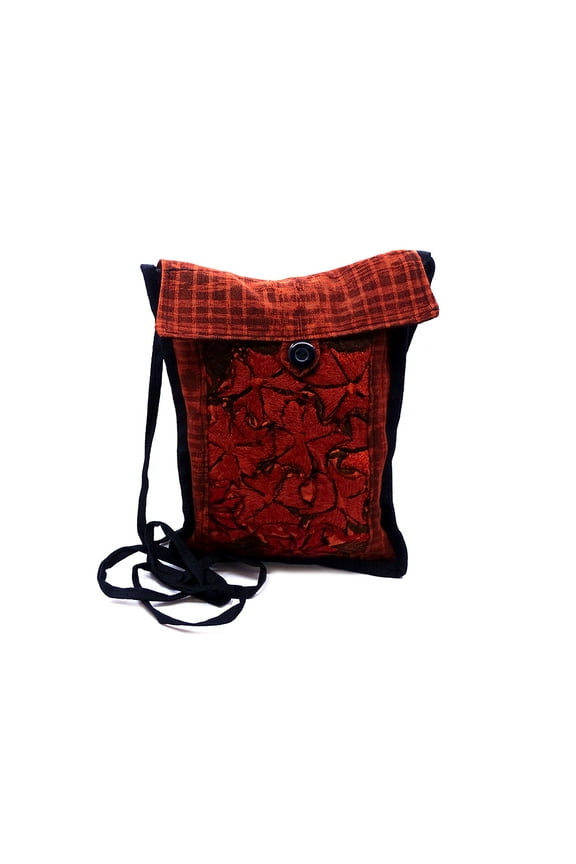 Small Floral Embroidered Slim Lightweight Square Plaid Purse Crossbody Bag - Womens Fashion Handmade Boho Accessories
