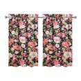 thumbnail image 1 of Small Floral Kitchen Curtains - 2 PCS Vintage Bloom Print, Rod Pocket Design, Farmhouse Window Treatment, 1 of 4