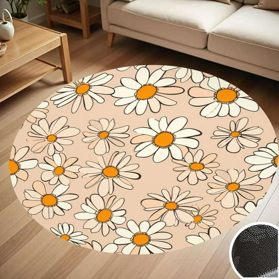 Small Floral Pattern Round Carpet Living Room Bedroom Home Decoration Coffee Table Mat Lounge Rug Chair Mats