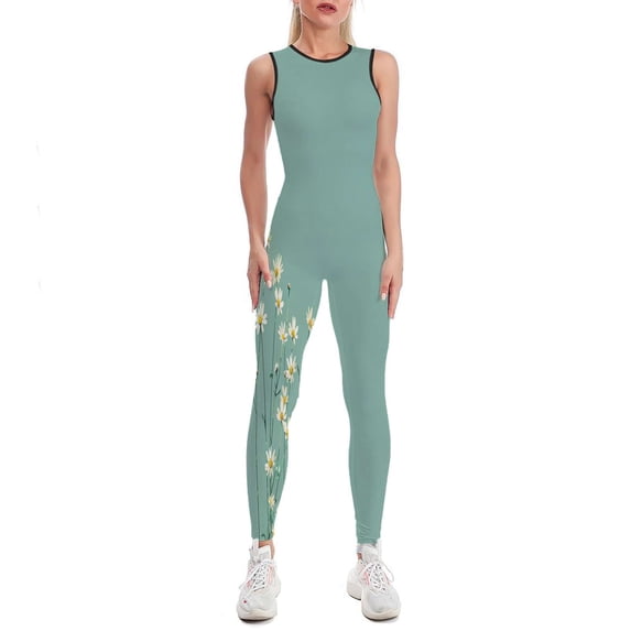 Small Floral Pattern Women's One Piece Yoga Jumpsuits Leggings Playsuit Gym Suit Fitness Running Athletic Clothes Gym Wear Set