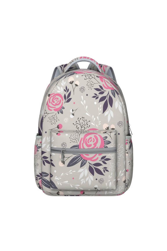 Small Floral Print School Backpack Comfortable and Wear-Resistant Students’s Backpack with Bright Bloom and Blossom Design