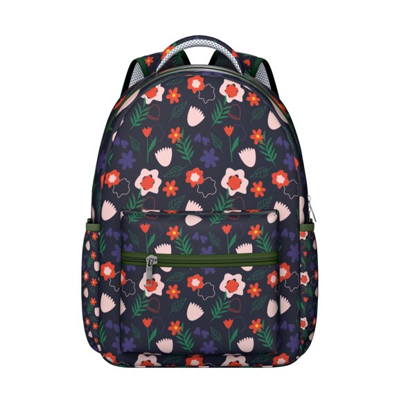 Small Floral Print School Backpack Comfortable and Wear-Resistant Students’s Backpack with Bright Bloom and Blossom Design
