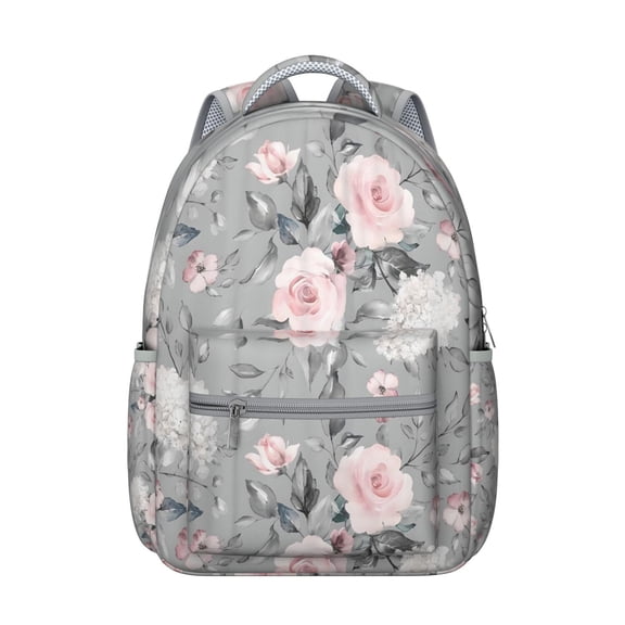 Small Floral Print Students Backpack Lightweight and Multifunctional School Bag with Romantic Rose and Peony Pattern, Ideal for Gym, Camping, and Daily Use