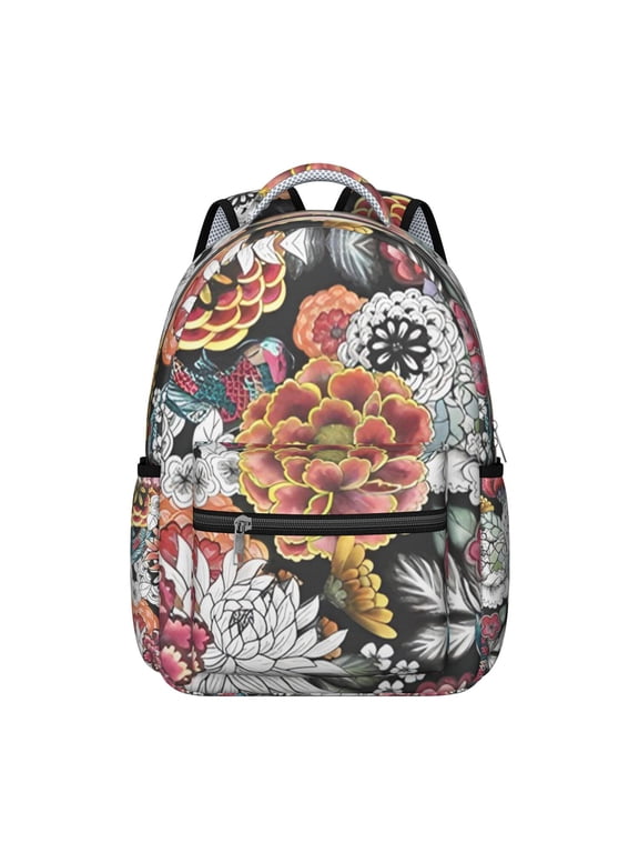 Small Floral Print Students’s Backpack Durable, Wear-Resistant School Bag with Watercolor Flower Pattern, Perfect for Travel, Sports, and Outdoor Adventures