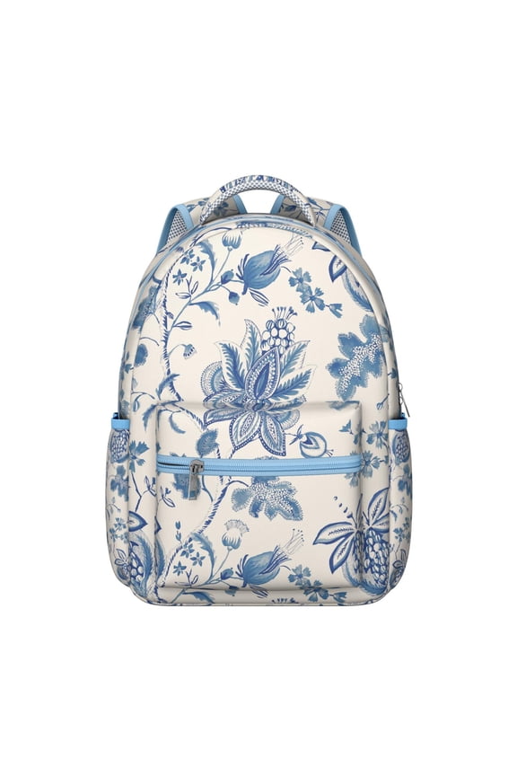 Small Floral Print Students’s Backpack Lightweight and Durable School Bag with Colorful Bloom and Blossom Pattern