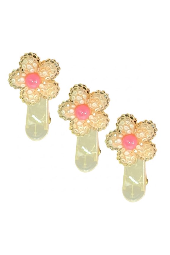 Sparkling Flower Hair Clips for Toddlers and Kids 3 Pieces