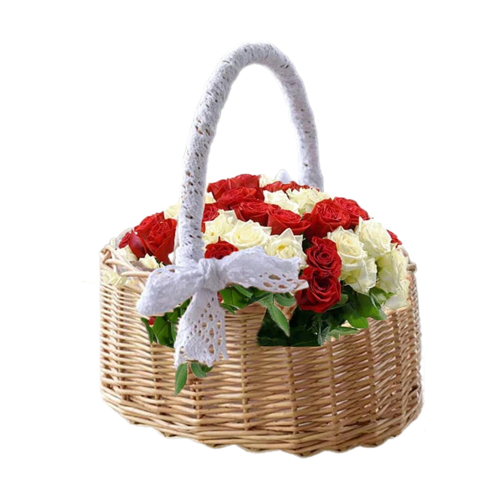 Lillian Rose Large Pearl Handle Basket in White 