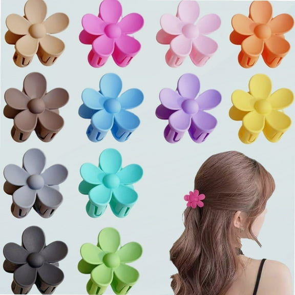 Small Flower Hair Clips for Women Girls Kids, 12 Pcs Cute Floral Hair Clips for Women Thin/Medium Thick Hair, 1.35 inch Mini Flower Hair Clips Anti-slip Matte Small Hair Clips