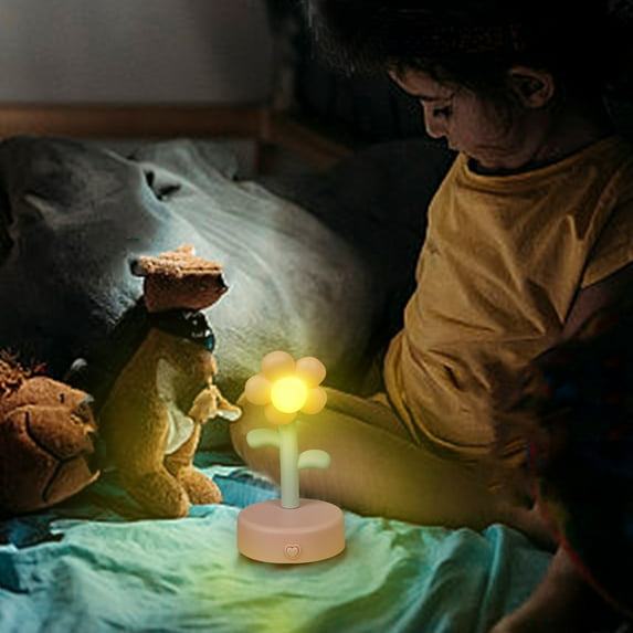 Small Flower Night Light, Decorative LED Table Lamp, Cute Portable Flower Lantern, Bedroom Office Dorm Decor, Touch Sensor Button, Battery Powered Mood Light
