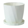 thumbnail image 1 of Small Flower Pot with Saucer Scandinavian Style Planter, Thickened Resin Build, Drainage Holes, Mini Size for Succulents, White Compact Pot for Indoor Plants and Home Decor, 1 of 7