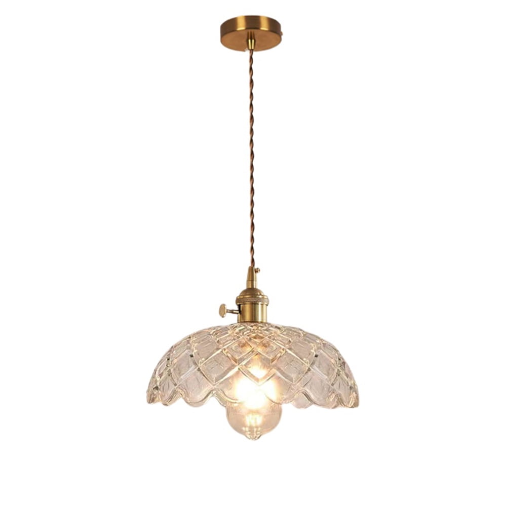 Small Flower Shape Clear Glass Pendant Light, Retro Simple Single Chandelier, Vintage Rustic ...