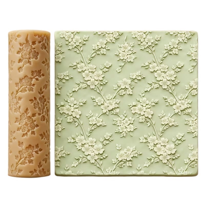 Small Flower Texture Embossed Polymer Clay Texture Roller - an essential tool for pottery, sculpture and craft design