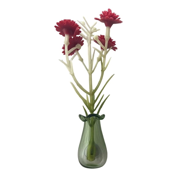 Small Flower Vase, Mini Glass Wall Hanging Vase with Artificial Purple Blooms, for Home Bathroom Kitchen Bedroom Decor