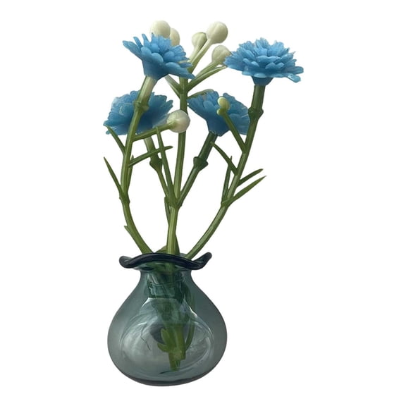 Small Flower Vase, Mini Glass Wall Hanging Vase with Artificial Purple Blooms, for Home Bathroom Kitchen Bedroom Decor