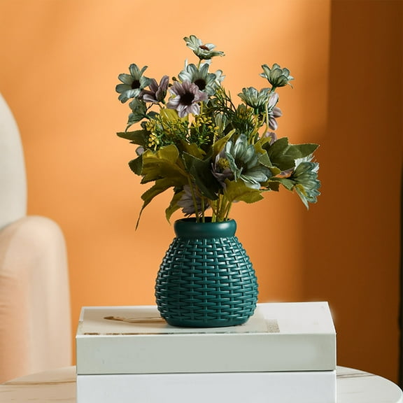 Small Flower Vase Table Vase Flowers For Vase Plastic Imitation Glazed Vase Living Room Flower Arrangement TV Cabinet Decoration Dried Flower Decoration Flower Pot Flower Utensil