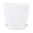 thumbnail image 1 of Small Flowerpot Vertical Pattern Thickened 5x4 In Potted Plant Nursery Pot with Drainage Holes and Tray for Balcony Garden Indoor Outdoor Planter White, 1 of 5