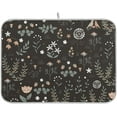 thumbnail image 1 of Small Flowers Black Dish Drying Mat for Kitchen Counter 18" x 24" inch - Absorbent Reversible Microfiber Dish Mat, Heat Resistant Drying Pad Dish Drainer Mats for Countertop - Blue, 1 of 6