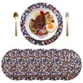 thumbnail image 1 of Small Flowers Black Round Placemats Plate Mats 15 Inch Non-Slip Heat Resistant Washable PVC Set Indoor for Kitchen Dining Table 6PCs, 1 of 6