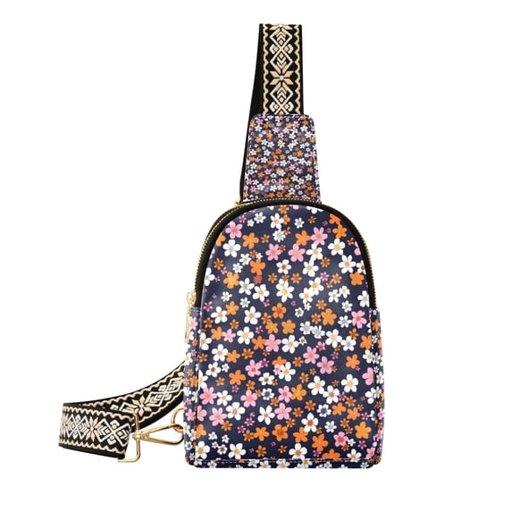 Small Flowers Crossbody Bags Backpack Chest Bag Shoulder Bag Waist Bag for Outdoor Travel Hiking Fitness Cycling
