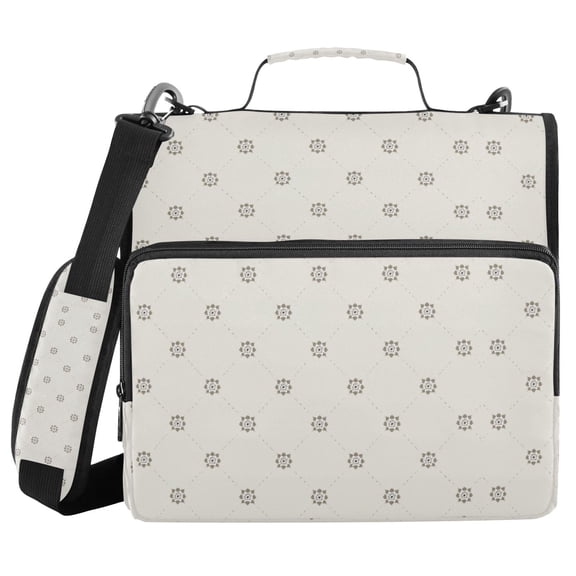 Small Flowers on Cross Lines Binder Bag with Shoulder Strap 3 Ring Zipper Binder File Folder Document Storage