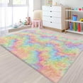 thumbnail image 1 of Small Fluffy Rainbow Colorful Area Rug for Girls Bedroom 3x5 Kawaii Tie Dye Rug Fuzzy Unicorn Throw Rug for Living Room Kids Nursery Baby Princess Room Living Room Home Decor Aesthetic Carpets, 1 of 14