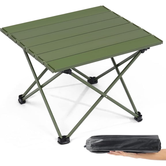 Small Foldable Camping Table, Portable Collapsible Beach Table, Lightweight Aluminum Roll Up Folding Table for Outdoor Camp Tent Travel RV Festival