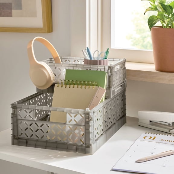 Small Foldable Crate Gray