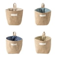 thumbnail image 1 of Small Foldable Linen Wall Hanging Storage Bag Organizer Pocket, Decorative Closet Door Home Organization Storage Basket for Office Bedroom, 4.52" x 5.11" Family Storage (4 PCS), 1 of 9