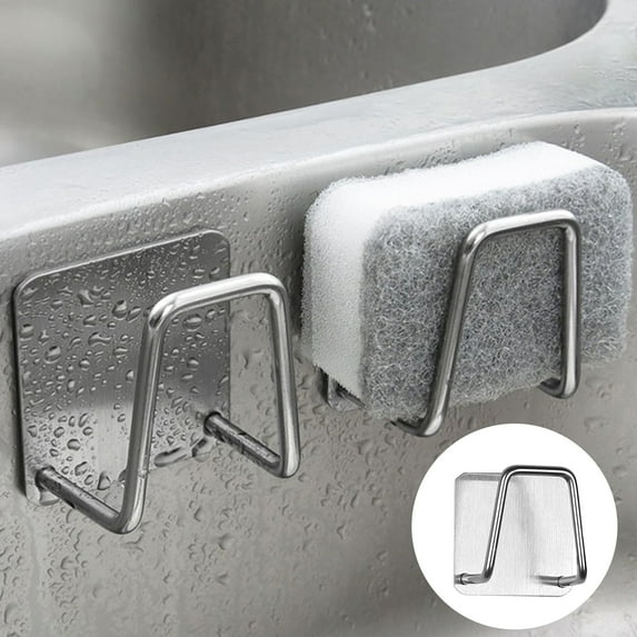 Small Foldable Stainless Steel Sponge Rack 5cm, 3M Adhesive Mount Over Sink Organizer, Heat Resistant No Drill Holder forKitchen Counter and Sink Edge
