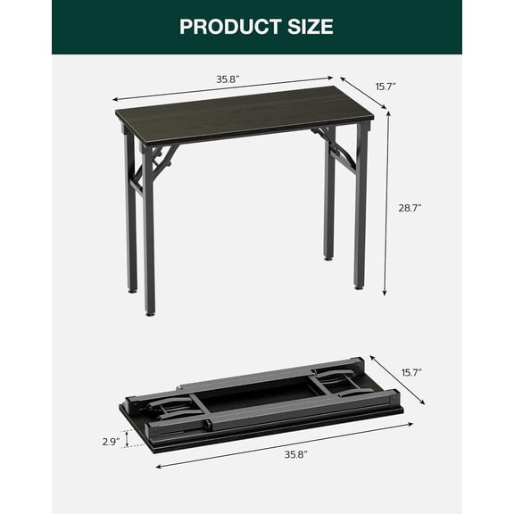 Small Folding Computer Desk – Portable 35.8 Inch Foldable Laptop Table, Collapsible and Compact for Easy Storage and Fast Setup, Lightweight for Small Spaces, and Study Use, Dark Oak
