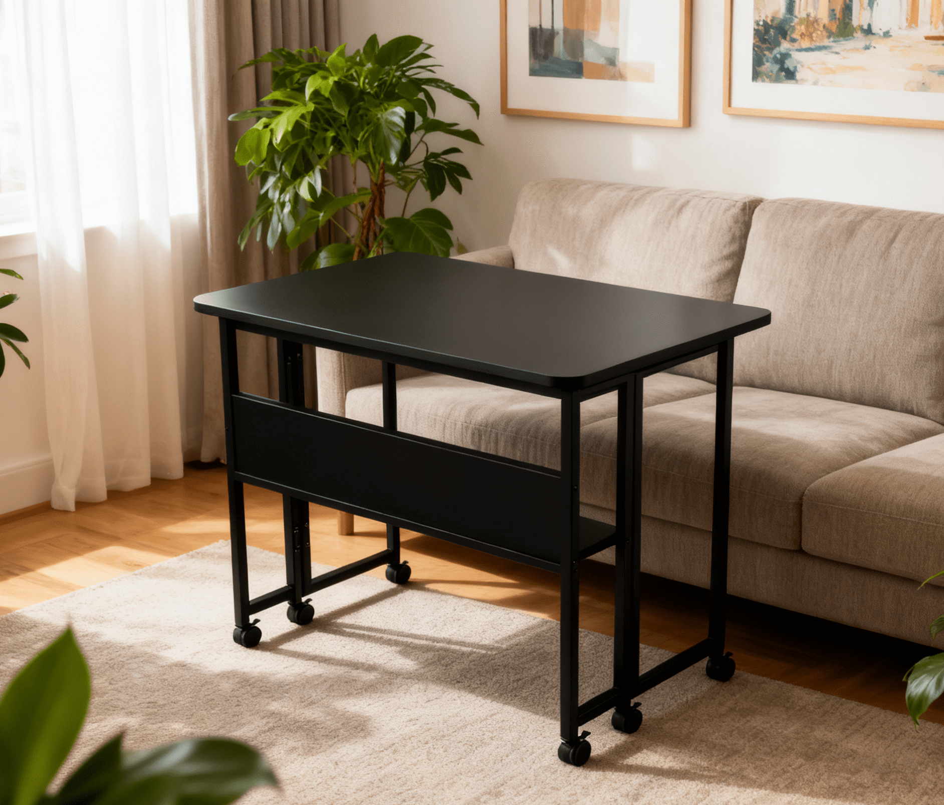 Small Folding Desk with Sturdy Structure, 31.5" x 22.9" x 29.5" Portable Computer Table, Space-Saving Design for Study Bedroom Living Room Office