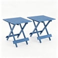 thumbnail image 1 of Small Folding Square Patio Table Set of 2, Outdoor Solid Wood Side Table for Backyard, Balcony, Portable Camping Folding Table Design Space-Saving, 1 of 9