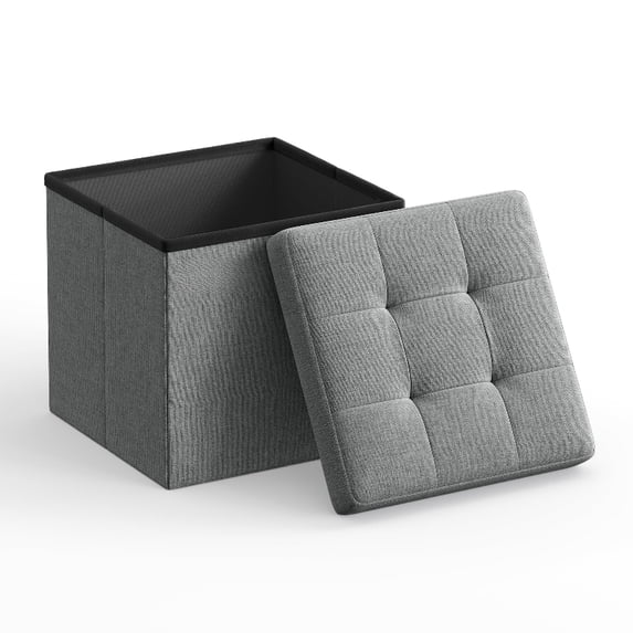 Stool 8 Inch Small Folding Storage Ottoman, 11.8 x 11.8 x 11.8 Inches,Linen-Look ...
