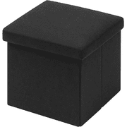 Small Folding Storage Ottoman, Foot Rest Stool, 12 x 12 x 12.Inches, 165 lb Load Capacity, for Living Room, Bedroom, Home Office, Black