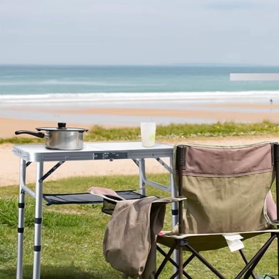 Small Folding Table 2FT Lightweight Portable Aluminum Camping Table for Picnic and Camping Mini Foldable with Adjustable Extended Height,Silver